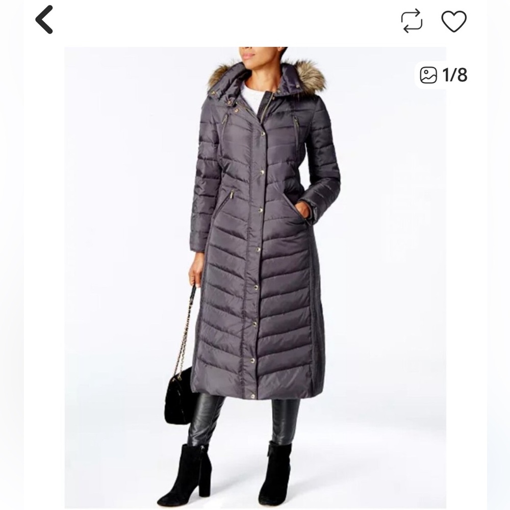 MICHAEL Michael Kors dark green Maxi Puffer Coat with Gold Accents